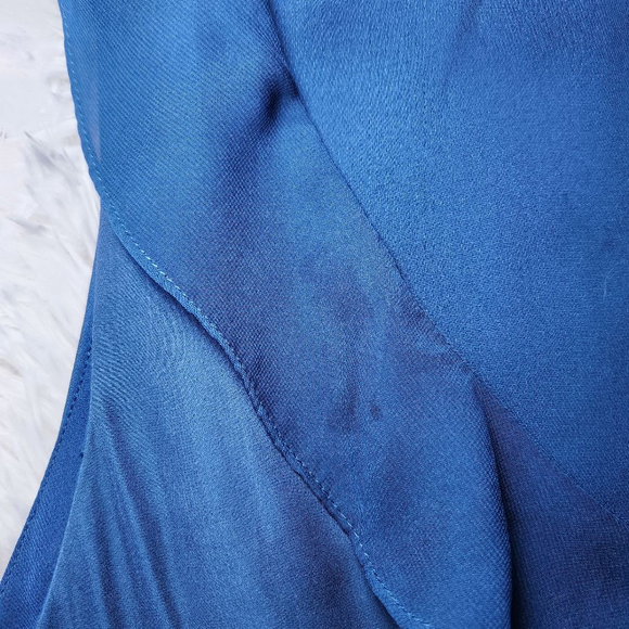 Parker Silk Blend V Neck Ruffle Mini Dress - Picture 11 of 13